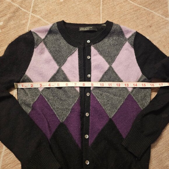 Lord & Taylor Argyle cashmere cardigan - Picture 7 of 10
